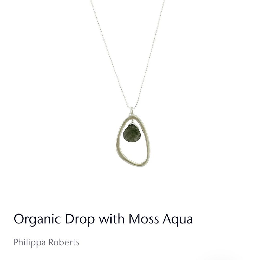 Philippa Roberts Organic Drop Necklace with Moss Aqua